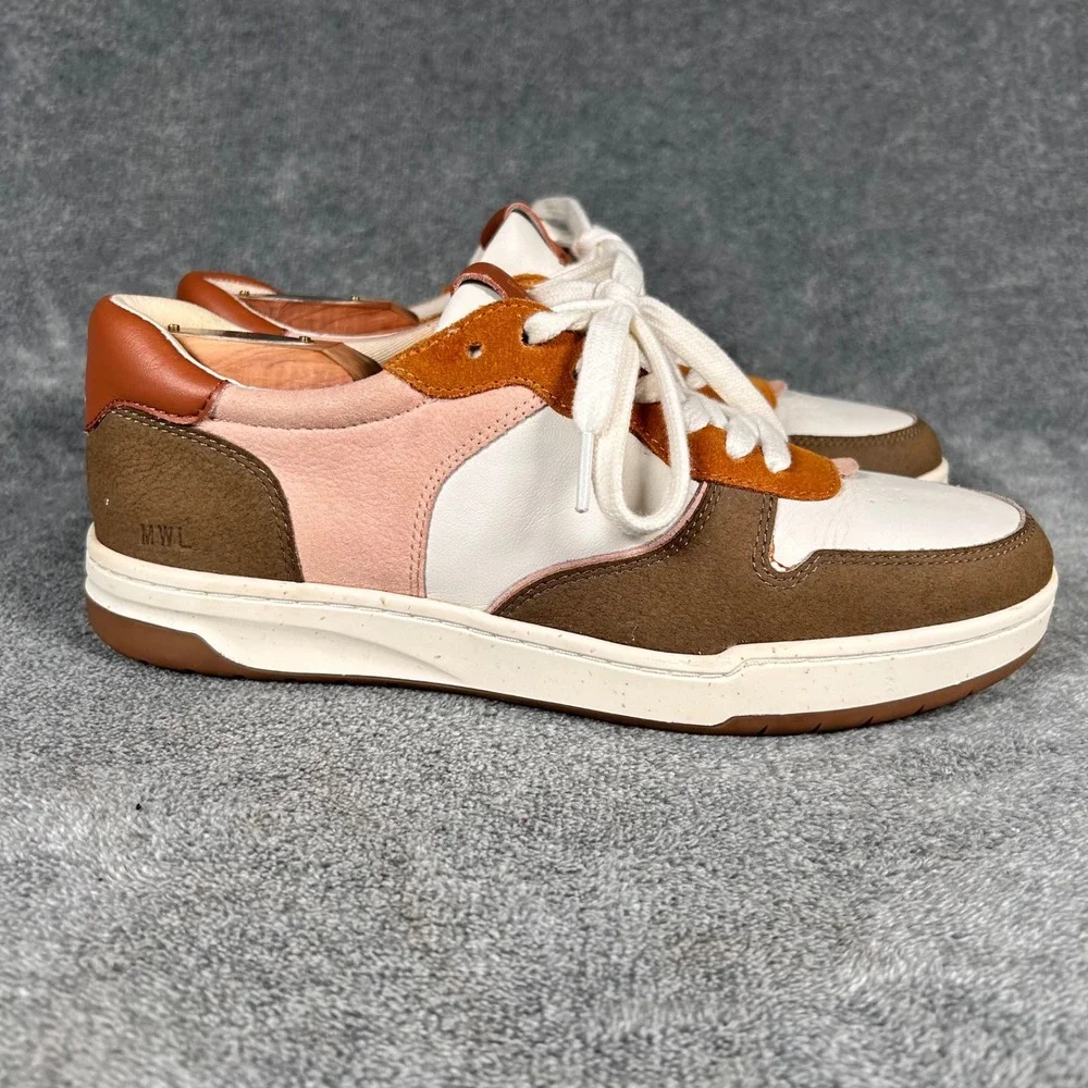 Madewell MWL Court Sneakers Colorblock Leather Suede Pink Brown Women 9.5M Men 8